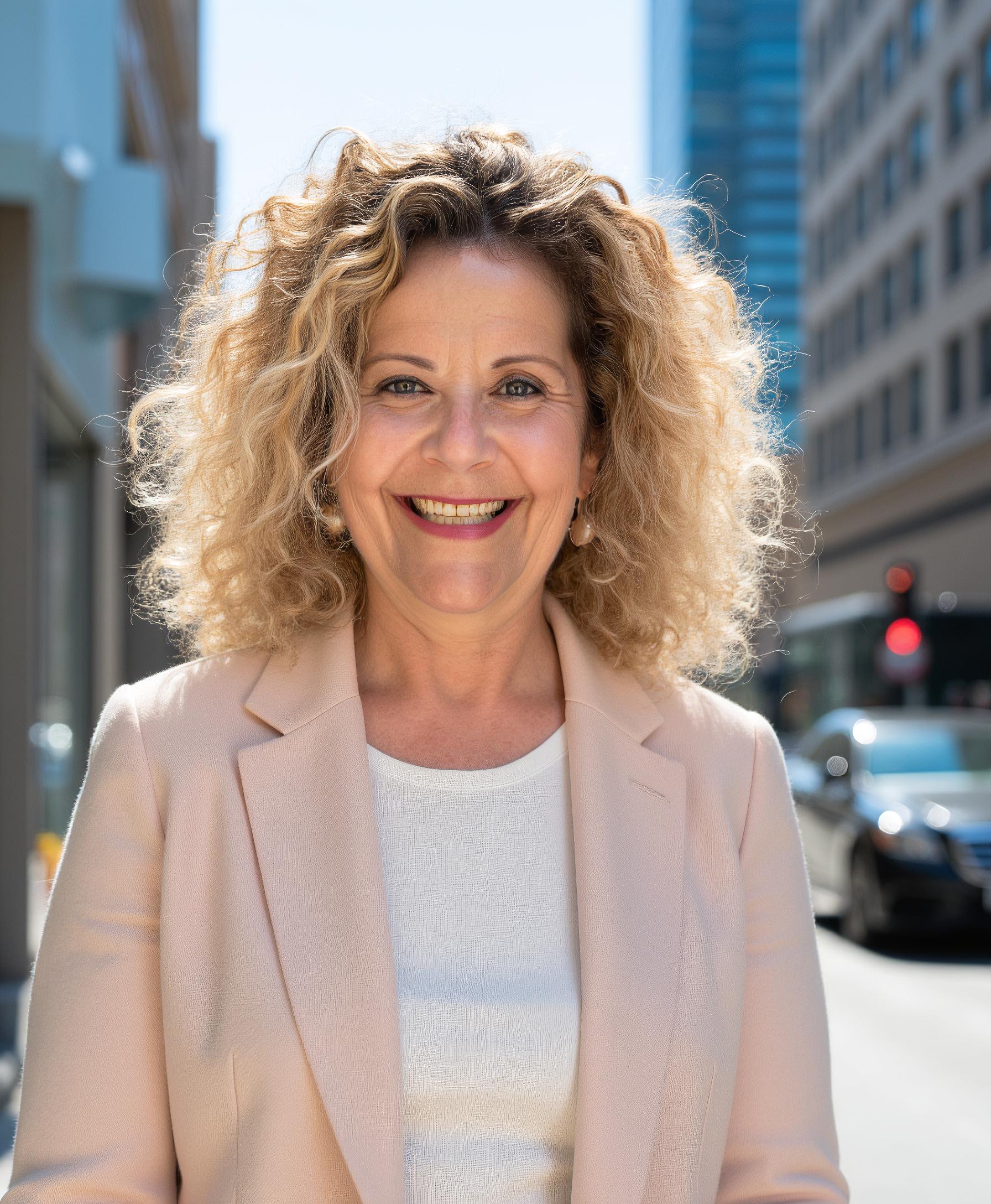 Margalit Grunberger standing on a downtown Los Angeles street
