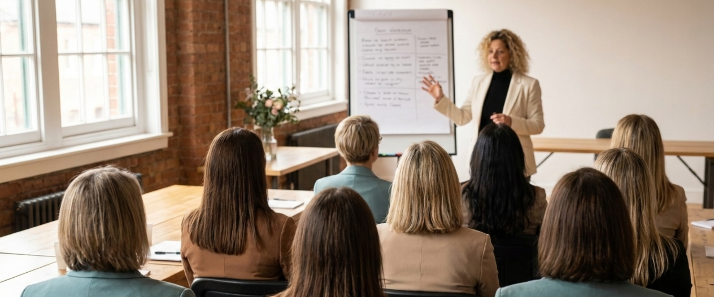 Margalit running a workshop at a flip chart